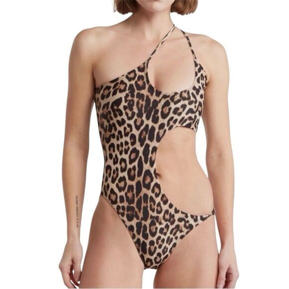 Good American Miami Leopard Cutout One Piece Swimsuit NWT Size 2/Medium - Picture 1 of 7